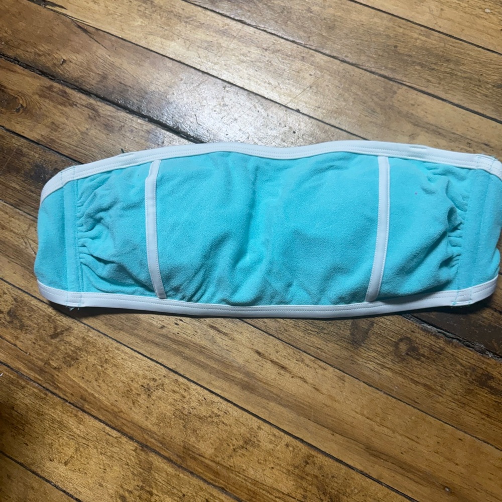 Kona Sol Aqua Bandeau Swim Top with White Trim